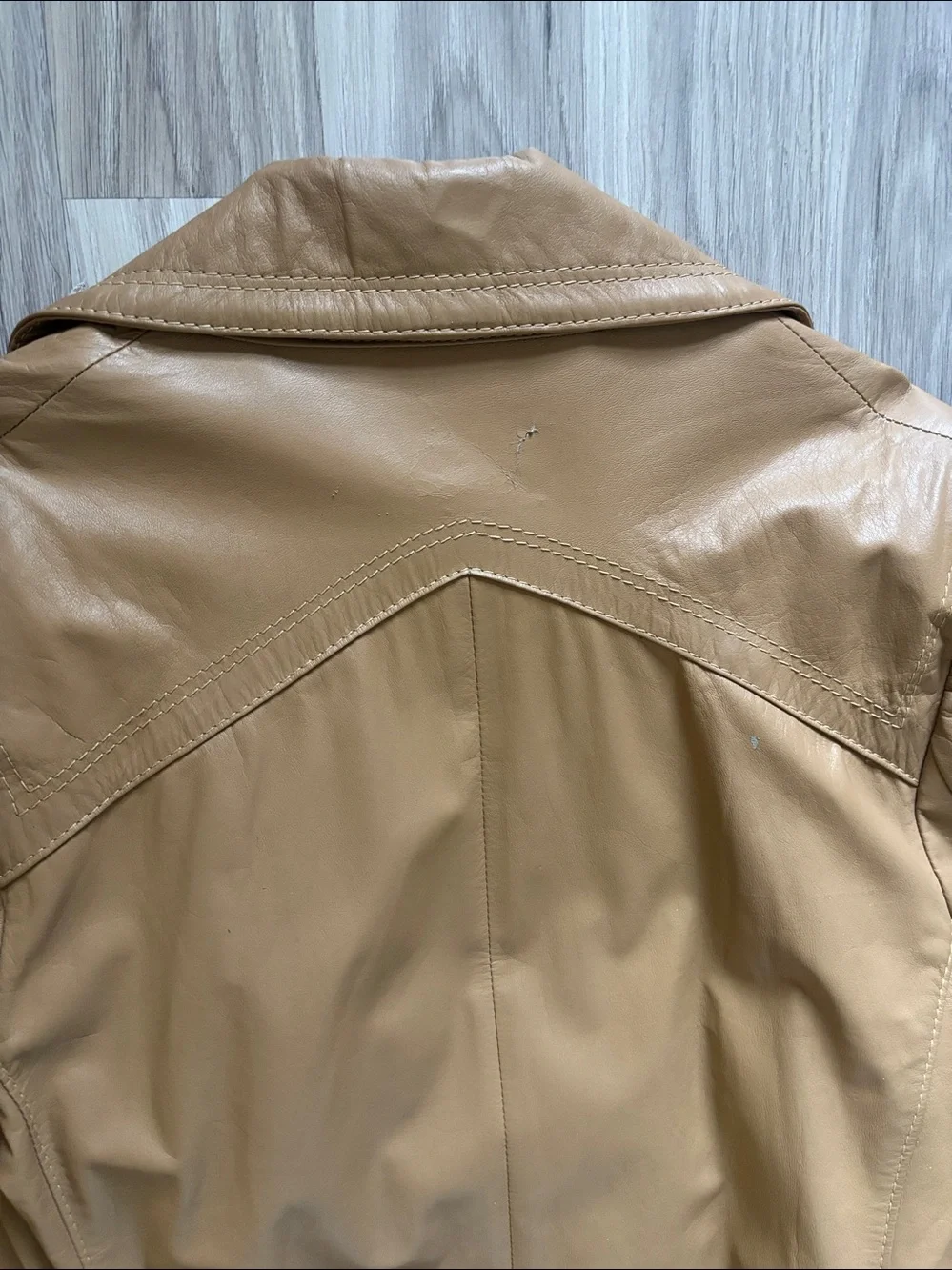 Tadmor Double-Breasted Vintage Leather 80’s Trench Coat in‎ Tan size M EU 38
